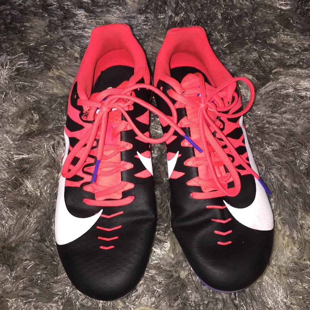 Nike Running Track Cleats, Size 7, Black and Pink
